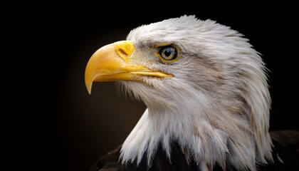 Obraz premium majestic bald eagle portrait depicting detailed feathers and yellow beak