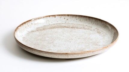 Artisan ceramic dinner plate isolated on white background  