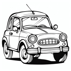 Cute cartoon car coloring page illustration for kids