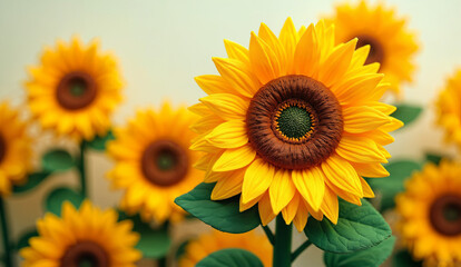Obraz premium A Close-Up of Vibrant Sunflowers in Bloom