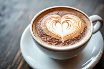 Fototapeta premium Latte art coffee with heart shape in white cup