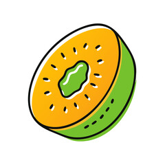 Fototapeta premium Kids healthy food icon featuring a colorful kiwi slice, copy space