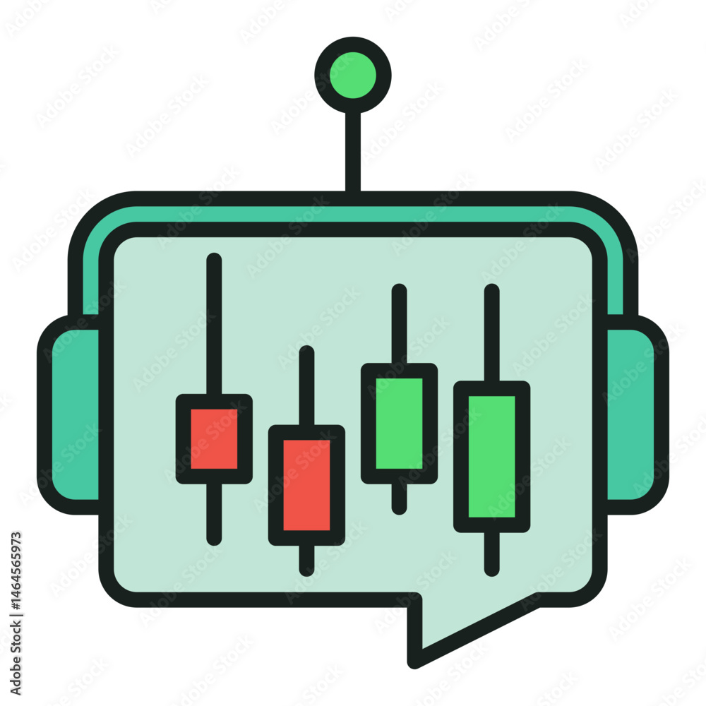 Poster ai cryptocurrency trading bot with candlestick chart vector colored icon or design element