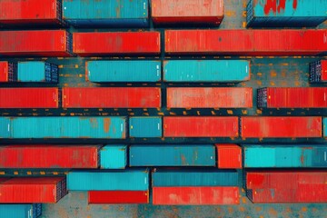 Rows of colorful shipping containers