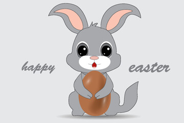 Easter Bunny Eggs, Cartoon, Minimalist Easter Cartoon, Bunny Design, Happy Easter, Bunny Egg Shape, Happy Easter Greetings, Bunny Illustration.