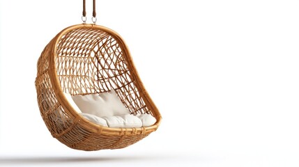 Obraz premium Bohemian rattan hanging chair isolated on white background. 