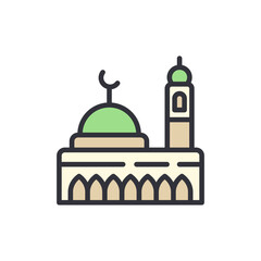 Stylized Islamic Mosque Icon with Crescent Moon on Top Vector Image