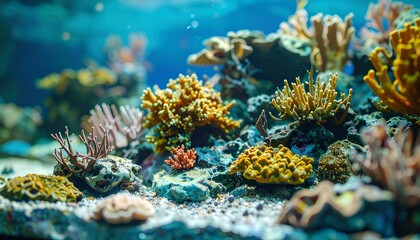 Vibrant underwater coral reef scene. Perfect for backgrounds, websites, and marine life publications.