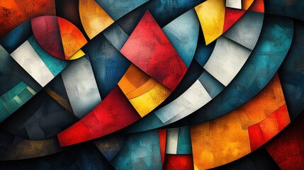 Fototapeta premium A modern artistic Cubism-style background with fragmented shapes and bold, artistic textures