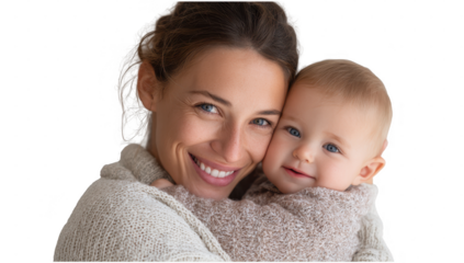 Smile mom and baby die cut no bg png for love decoration purpose.