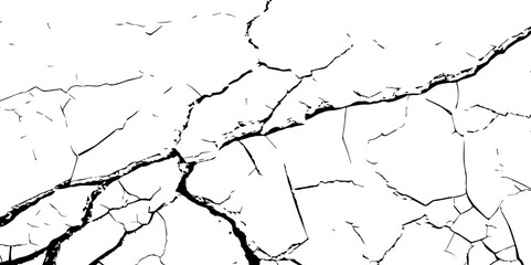 . Cracks isolated on white background.Cracks on the concrete wall. For designers to apply texture cracks to objects.Texture for overlay. Wall Background.
