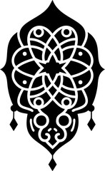  Ornate Floral Medallion: Symmetrical Black and White Design