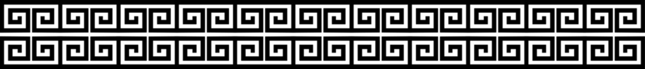 Repetitive Greek Key Border: Black and White Decorative Bands
