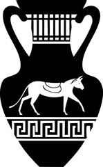  Ancient Greek Vase with Donkey Motif: Black and White Art