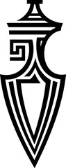  Abstract Tribal Spearhead: Geometric Black and White Design