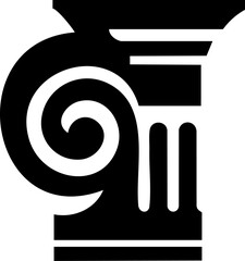  Ionic Column Capital: Black and White Architectural Detail