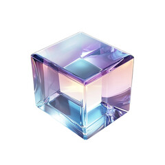 Iridescent cube abstract art glassy texture colorful design