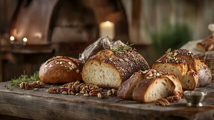 A Selection of Rustic Whole Grain Bread with Seeds and 4e518a0d 593d 4416 98a2 389634943cd2 1