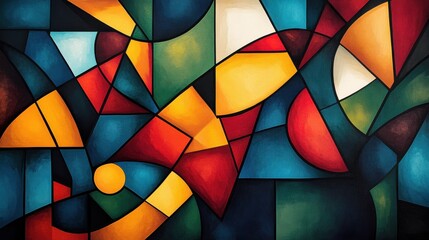 Fototapeta premium A Cubist-inspired artistic design with sharp lines, bold colors, and intersecting planes
