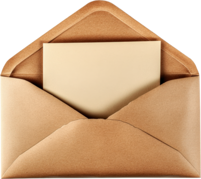 Opened Brown Envelope with Blank Note