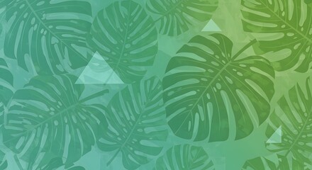 Abstract Green Foliage Background with Tropical Leaf Pattern