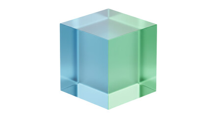 Isolated Translucent Blue and Green Cube
