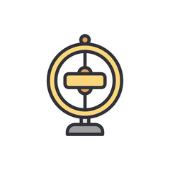 Obraz premium Minimalist abstract golden gyroscope illustration on a solid black backdrop