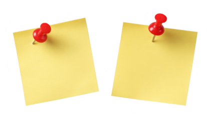 Yellow paper note png isolated object background for reminding purpose.
