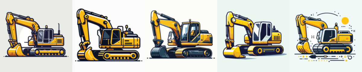 Excavator vector for construction