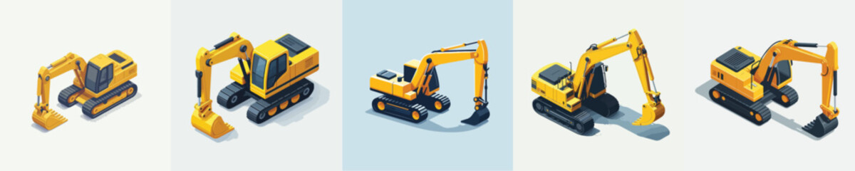 Excavator vector for construction