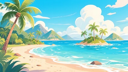 Fototapeta premium tropical beach with palm trees