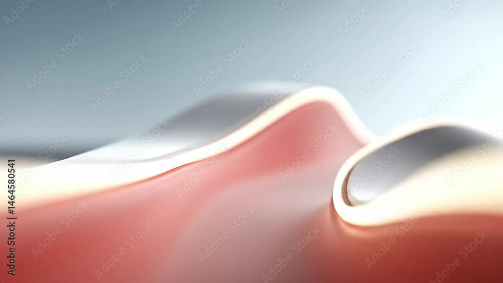 Poster abstract wave with soft pink hue. curved shape for modern graphic design. smooth gray surface bendin