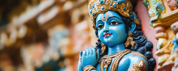 Fototapeta premium Statue of a Divine Being in Prayer with Detailed Artwork