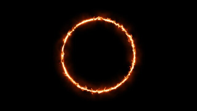 Ring with fire burning looping animation.