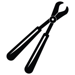 Black silhouette displays open bone cutting forceps showing gripping jaws and sturdy handle