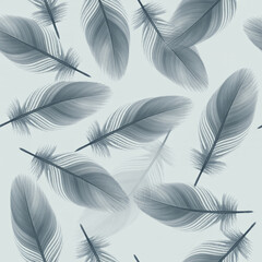 Obraz premium Seamless repeat pattern featuring elegant gray feathers for a summer theme