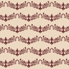 Seamless pattern of ornate handmade arrangements in a light, frivolous style. Ideal for posters, invitations, advertisements in vintage style. Modern digital illustration in flat style