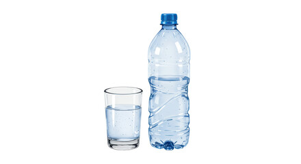 Isolated Water Bottle and Glass of Water