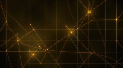 Obraz premium Mesmerizing golden lines weave through a dark grid, creating an intricate pattern of light and connection