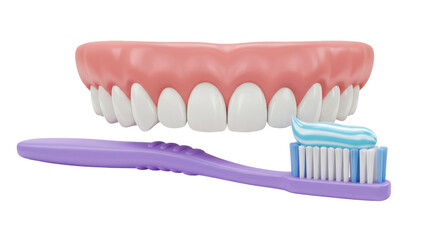 Isolated Teeth and Toothbrush