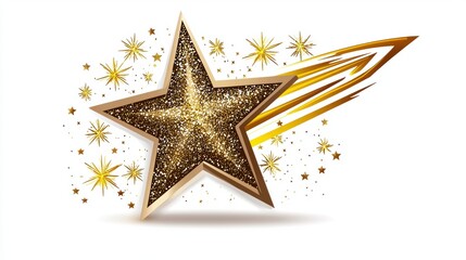 Shining star with sparkling trails and vibrant colors.