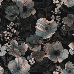 Stylish All Over Floral Design for Fabric Prints © Chandel gallery