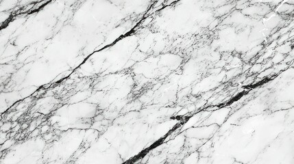 Obraz premium Detailed close-up view of a white marble surface, featuring intricate dark veins