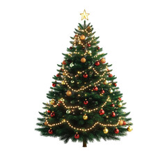 Decorated Christmas tree with ornaments and lights festive holiday season winter cheer