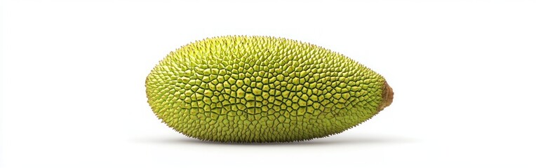 Single Green Jackfruit On White Background