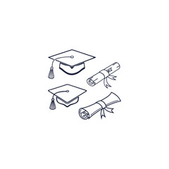 Graduation caps vector school desk with books