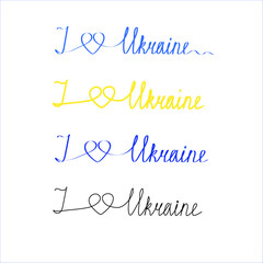 Handwritten I Love Ukraine Design in Various Color Styles