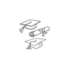 Graduation set vector illustration of airplane