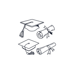 Black silhouette graduation cap vector illustration