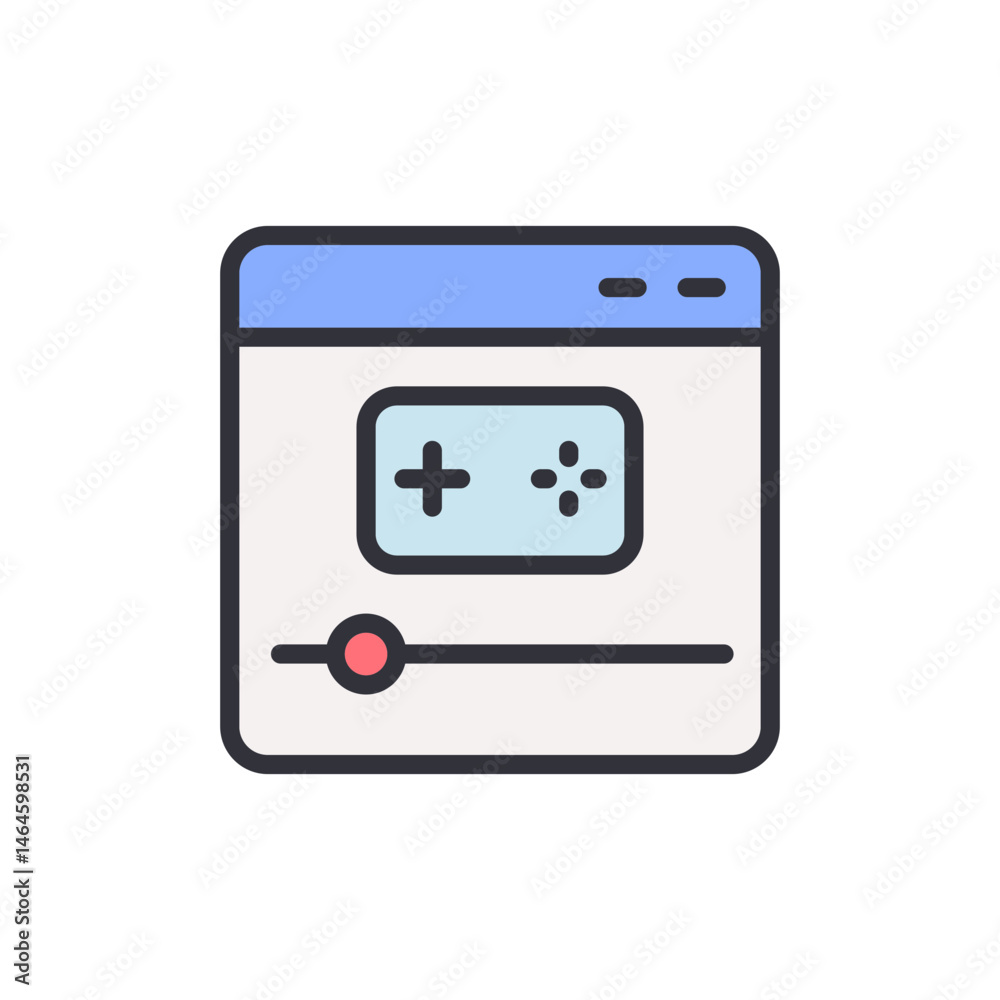 Poster vector illustration of a browser window displaying a game interface